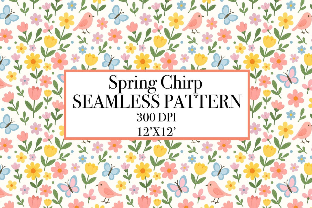 Pastel Spring Flowers and Birds Seamless Pattern, Pastel Spring Flowers ...