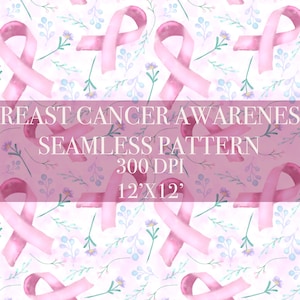 Breast Cancer Awareness Seamless Digital Pattern, Digital Paper, Breast Cancer Awareness Patterns, Breast Cancer Awareness Backgrounds