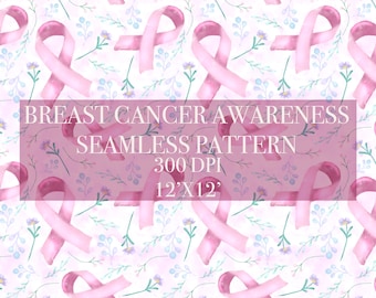 Breast Cancer Awareness Seamless Digital Pattern, Digital Paper, Breast Cancer Awareness Patterns, Breast Cancer Awareness Backgrounds