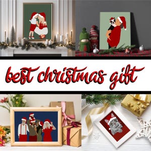 Christmas Portrait, Custom portrait, Christmas Couple Portrait, Family Portrait, Dog Portraits, Cat Portraits, Custom Christmas Gift