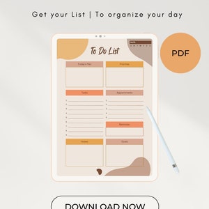 To Do List | Daily Digital Planner | Digital Planner | Daily Checklist | Task list | editable | printable | PDF | Good Notes & Notability