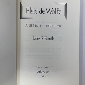 Elsie de Wolfe by Jane S. Smith HC Hardcover 1st First VG Very Good 1982 105448 image 8