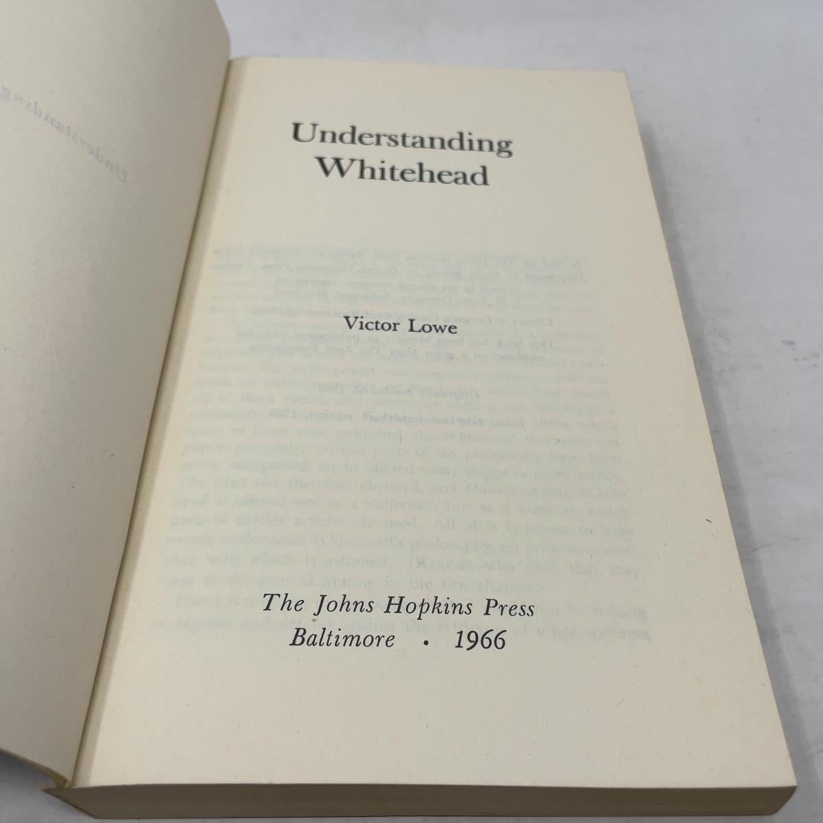 ホワイトヘッドの理解 ビクター・ロウ著 PB First That Paperback Very