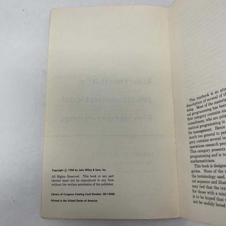 Elementary mathemathisches Programmieren von Robert W. Metzger PB First Also Paperback Very Good 1958 400330 Bild 5