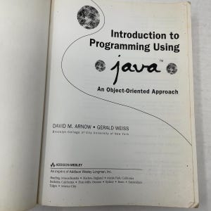 Introduzione alla programmazione con Java di Arnow, David M. Prima edizione Brossura Ottime condizioni 1998 556442 immagine 3
