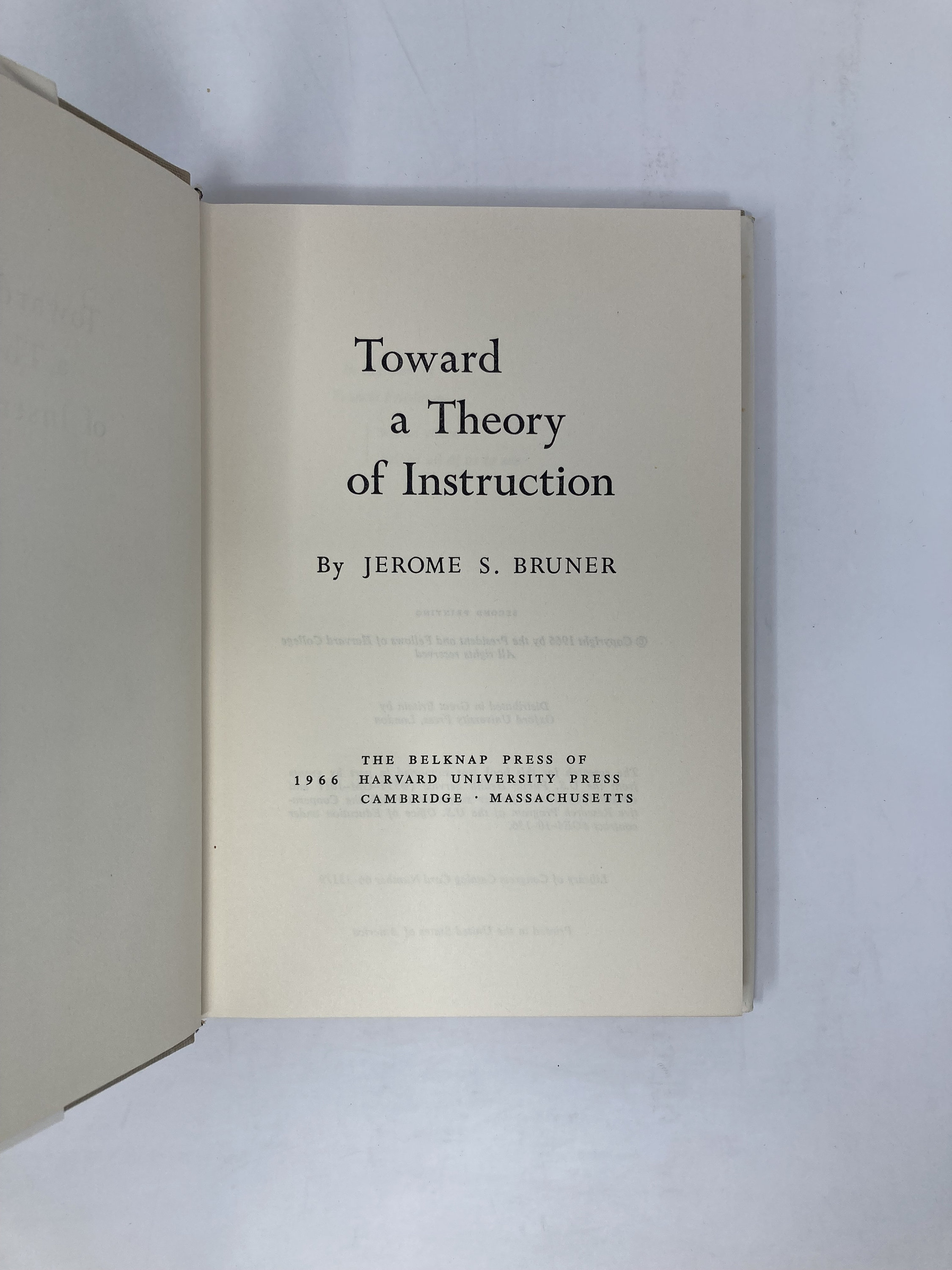 Toward a Theory of Instruction by Jerome Bruner HC First 2nd Very Good ...