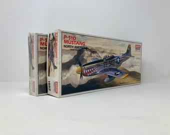 Set of 2 Academy Minicraft P-51D Mustang North American WWII Fighter 1/72Scale Model Kits New in Boxes 138986