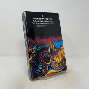 May include: A paperback book titled Frontiers of Complexity: The Search for Order in a Chaotic World by Peter Coveney and Roger Highfield. The black cover features a vibrant, colorful fractal pattern in shades of red, yellow, and blue.