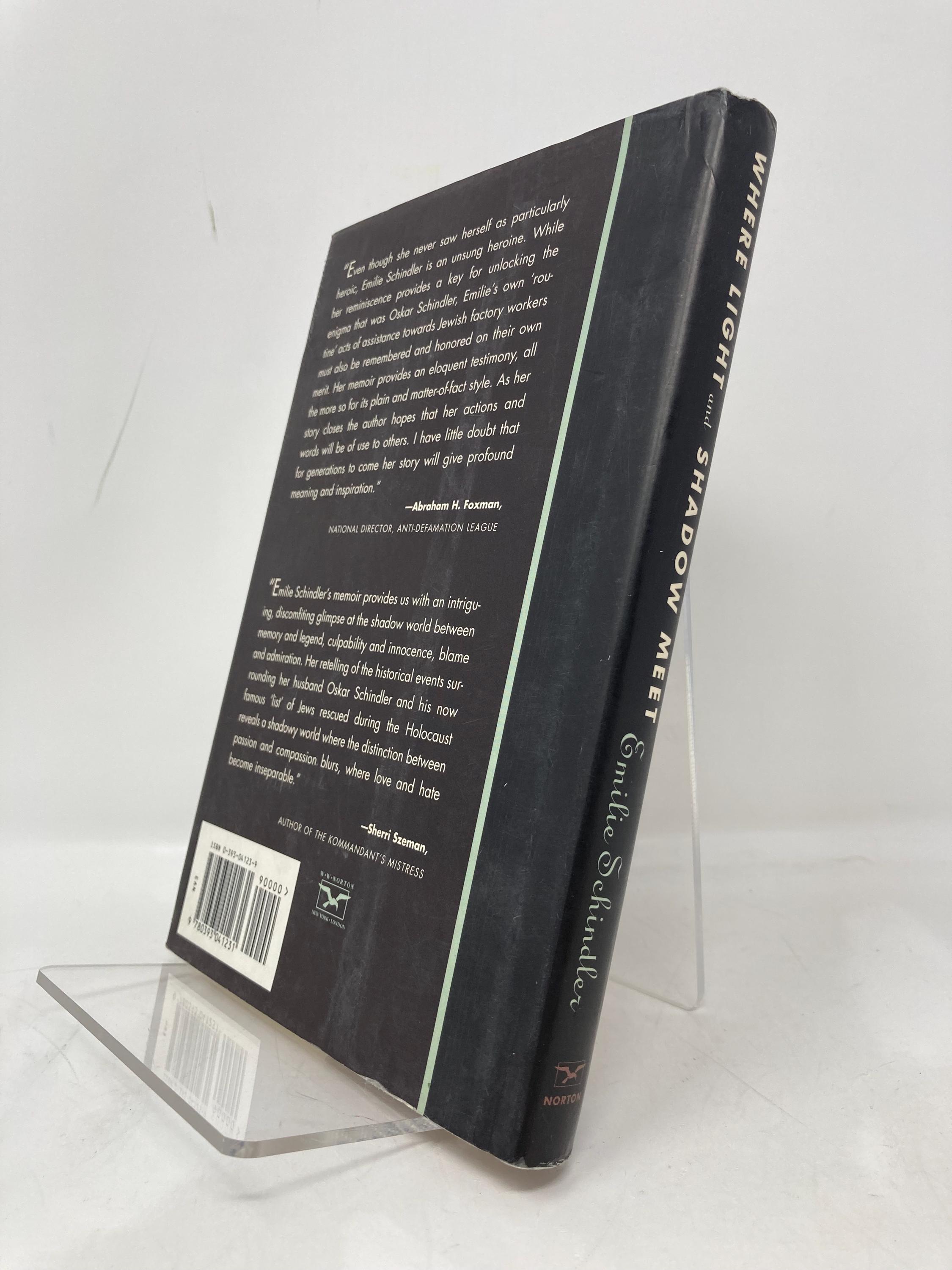 Where Light and Shadow Meet: A Memoir by Emilie Schindler and Erika L.  Rosenberg HC Hardcover First 1st Very Good 1997 170014 - Etsy, image size:2250x3000
