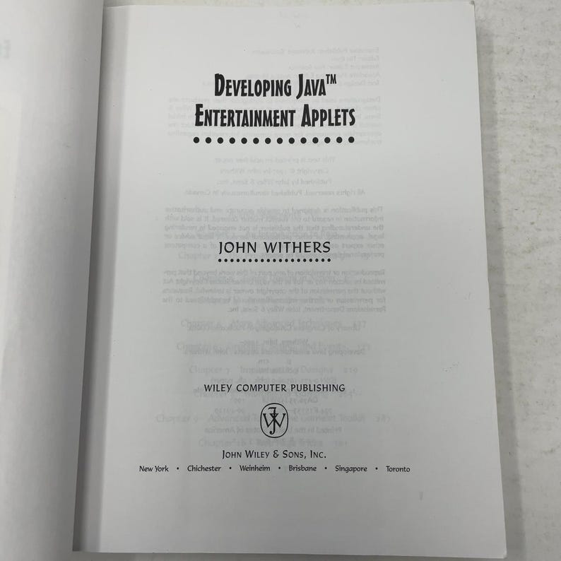 Developing Java Entertainment Applets by Withers, John PB First Edition Paperback Very Good 1997 556676 image 3