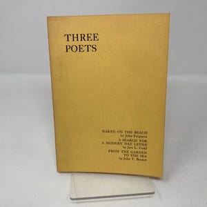 May include: A yellow book titled "THREE POETS" with the names of three poems and their authors listed on the cover.