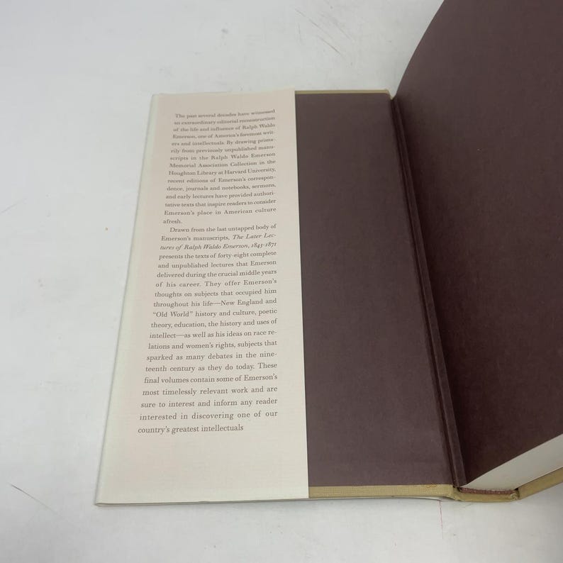 Le ultime lezioni di Ralph Waldo Emerson, 1843-1871 (Volume 1 di Ralph Emerson HC Prima edizione Copertina rigida Come nuovo 2001 402355 immagine 3
