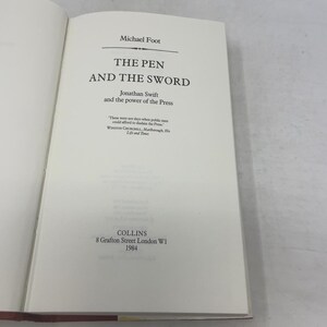 Pen and the Sword, Jonathan Swift and the Power of the Press by Michael Foot HC 3rd Edition Hardcover Like New 1984 369670 image 4