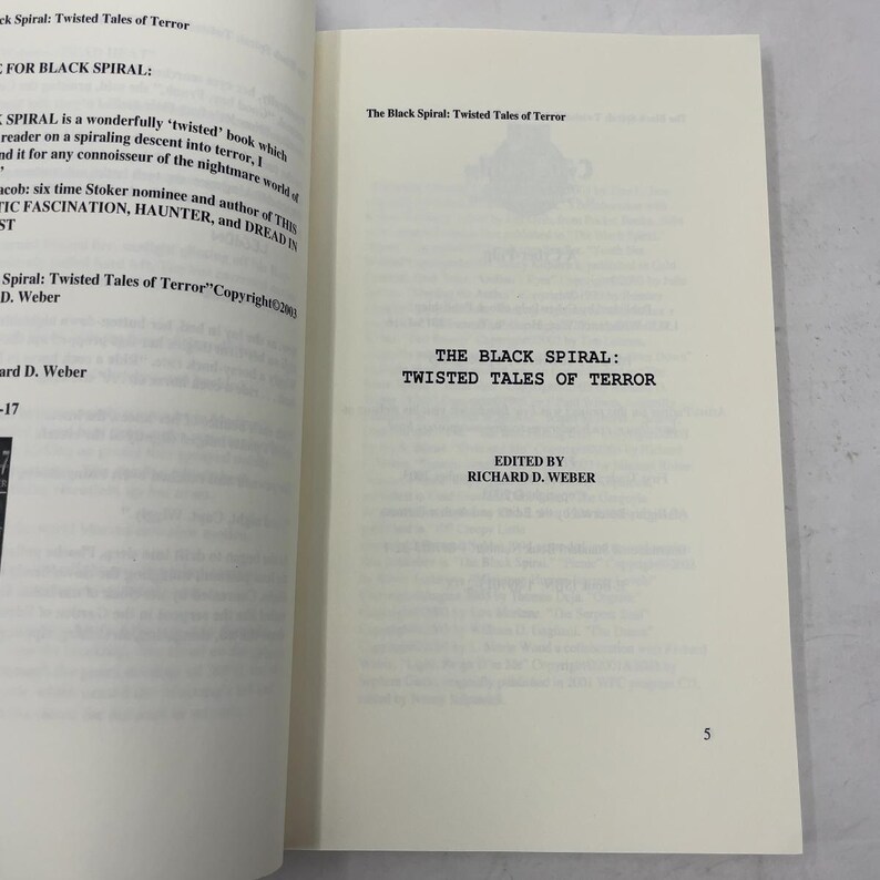 The Black Spiral by Richard D. Weber (editor) PB First Thus Paperback Like New 2003 384686 image 3