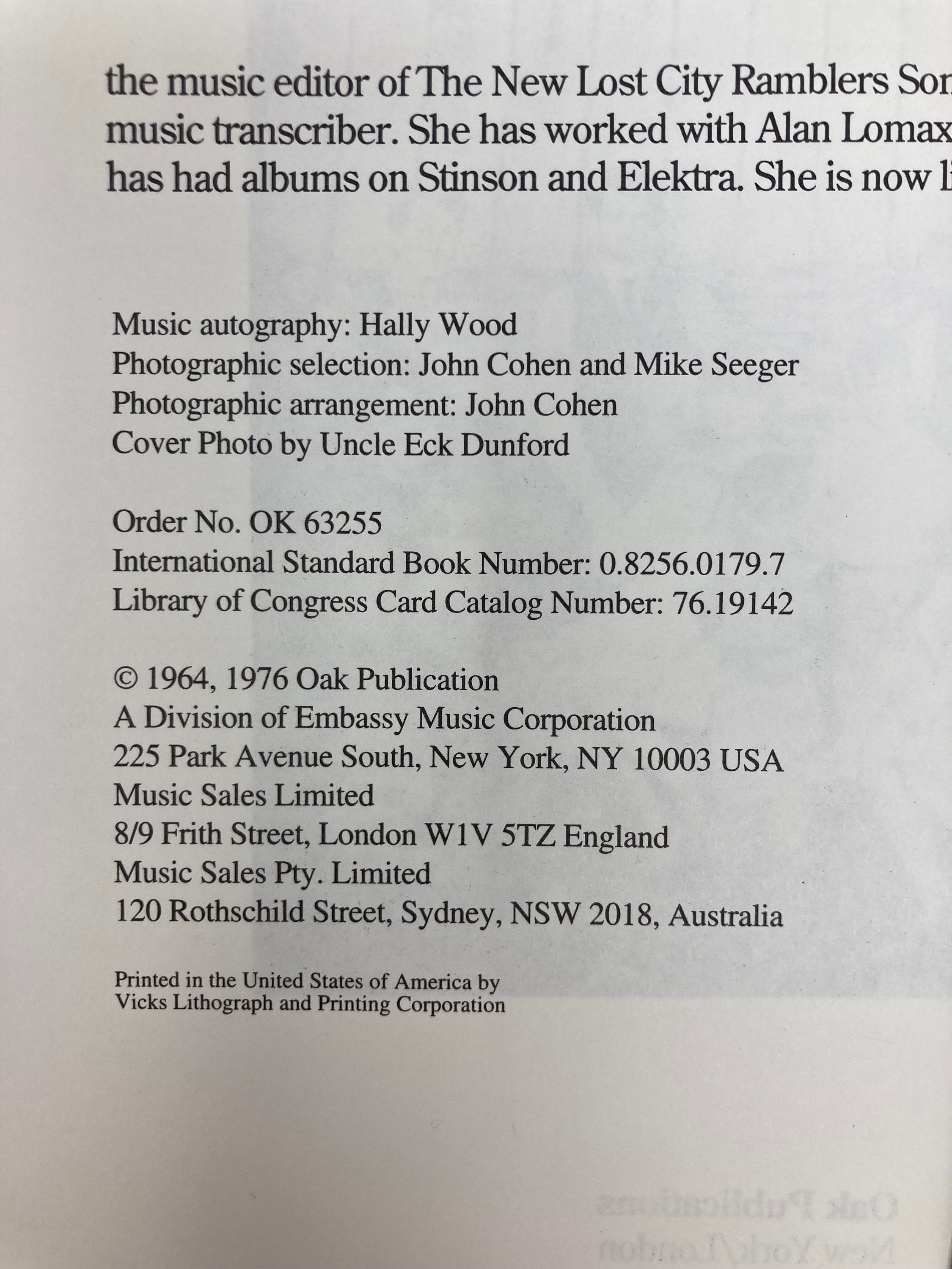 Old-Time String Band Songbook 中古品 Old-time String Band Songbook PB Paperback 1st First LN Like
