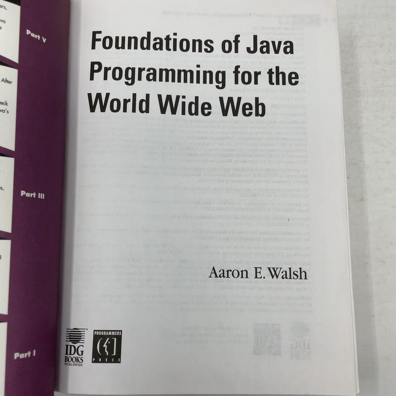 Foundations of Java Programming for the World Wide Web by Walsh, Aaron E. PB First Edition Paperback Very Good 1996 556478 image 3