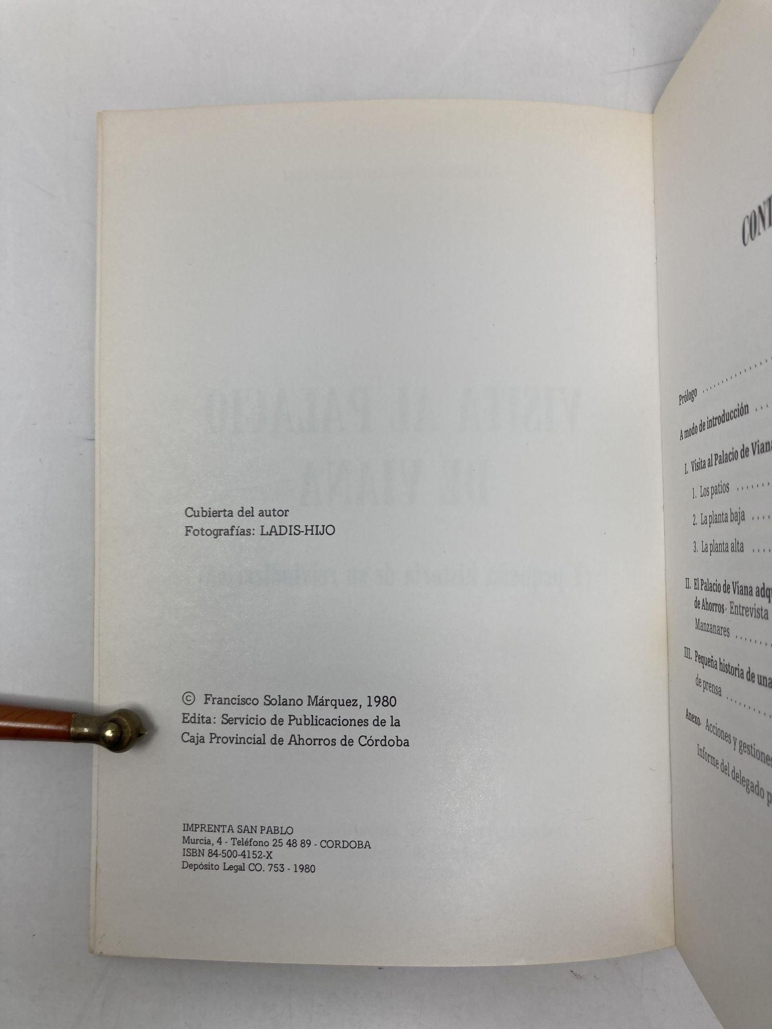 Visita Al Palacio De Viana (Y Pequena Historia De Su Reivindicacion) by  Francisco Solano Marquez PB Paperback Very Good 1980 191675