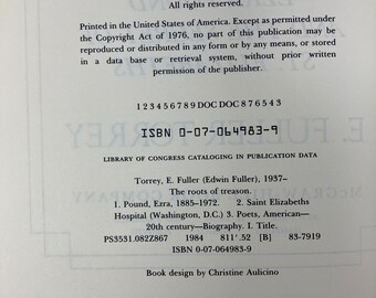 The Roots of Treason: Ezra Pound and the Secret of St. Elizabeths