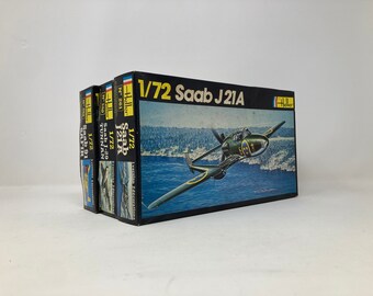 Set of 3 Heller Saab 1/72 Scale Airplane Model Kits New in Boxes (Saab J21A, Saab J-29 Tunnan, Saab 91 Safir) 139184