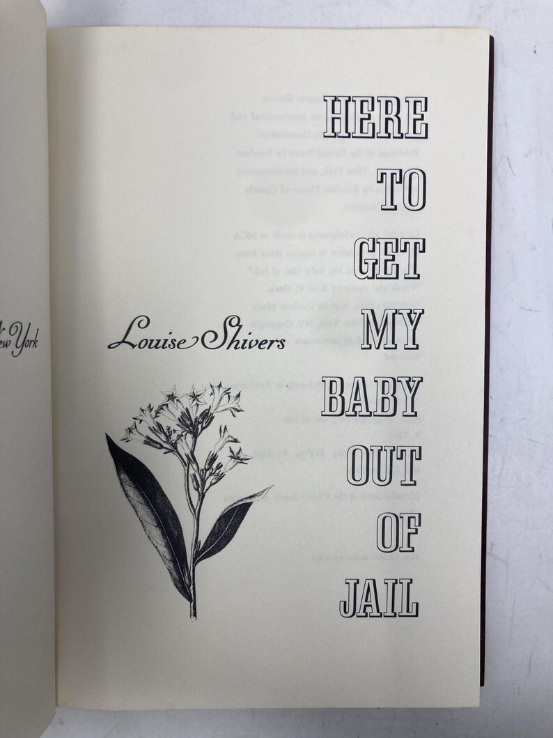 Aquí para sacar a mi bebé de la cárcel por Louise Shivers HC Tapa dura Muy bueno 1983 195171 imagen 4