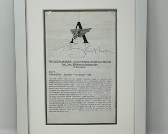 Angels in America Playbill Synopsis Insert (signé par Tony Kushner) Custom Framed 1993