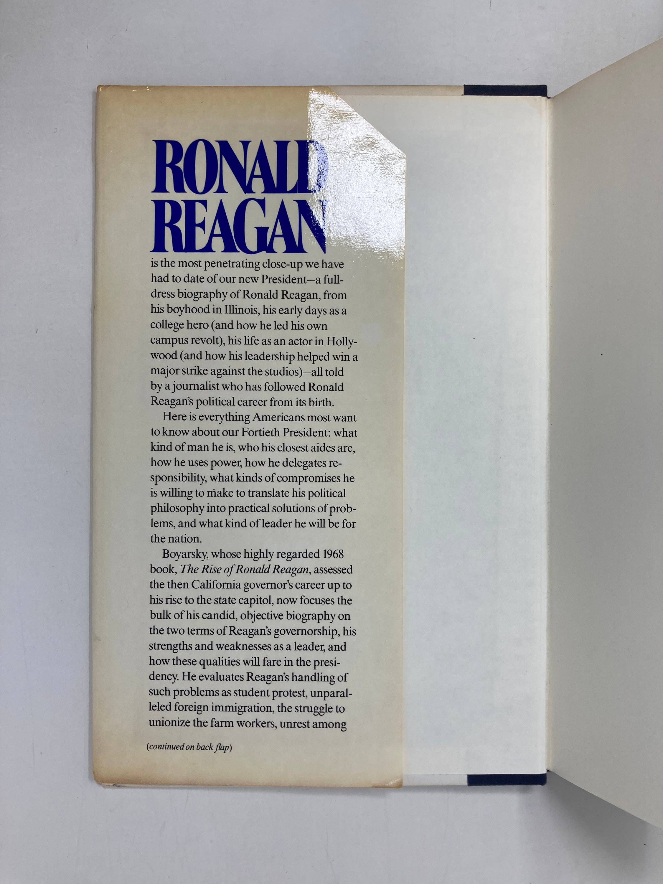 Ronald Reagan, His Life and Rise to the Presidency by Bill Boyarsky HC ...