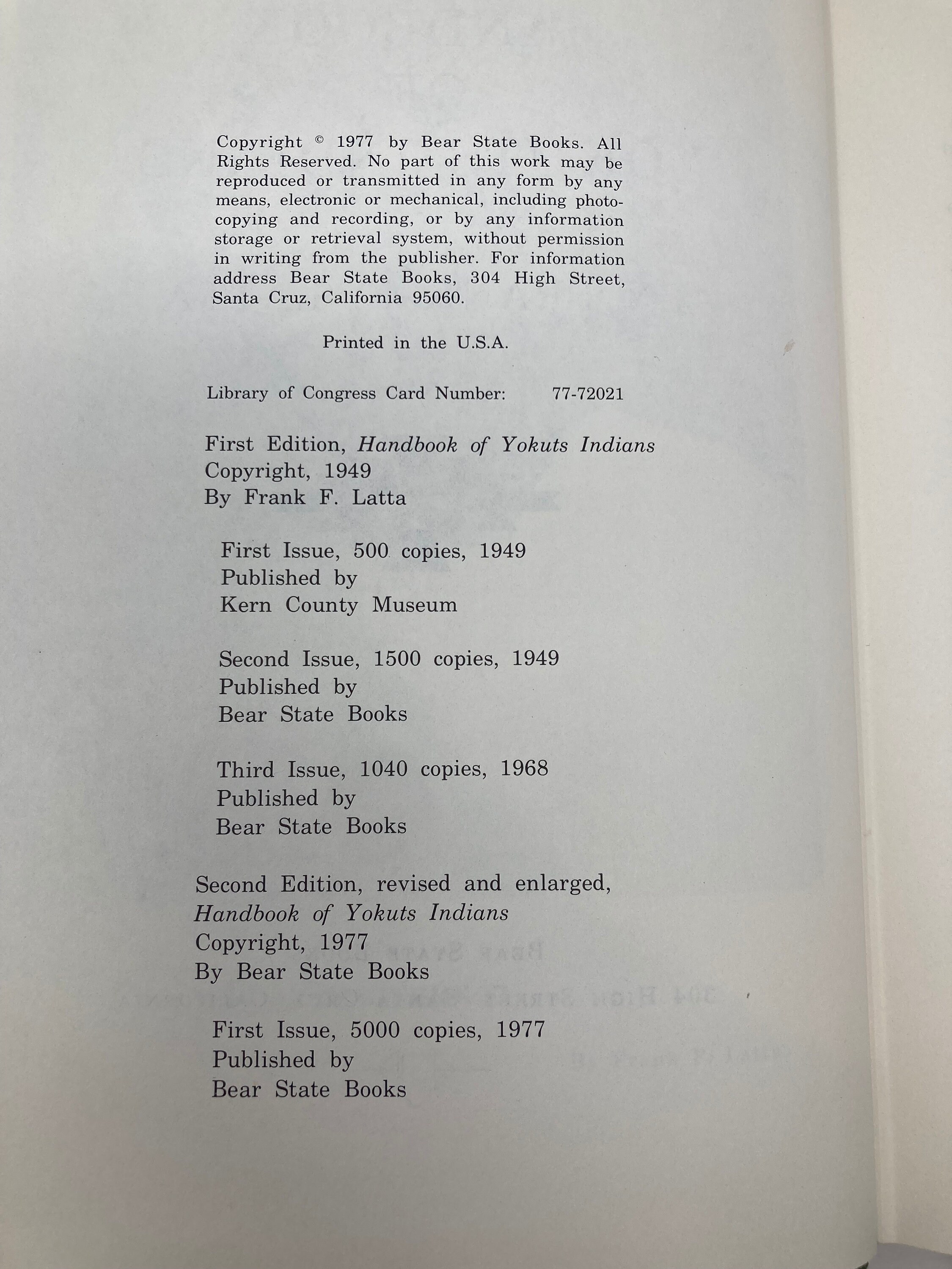 Handbook of Yokuts Indians by Frank F. Latta Hardcover First - Etsy