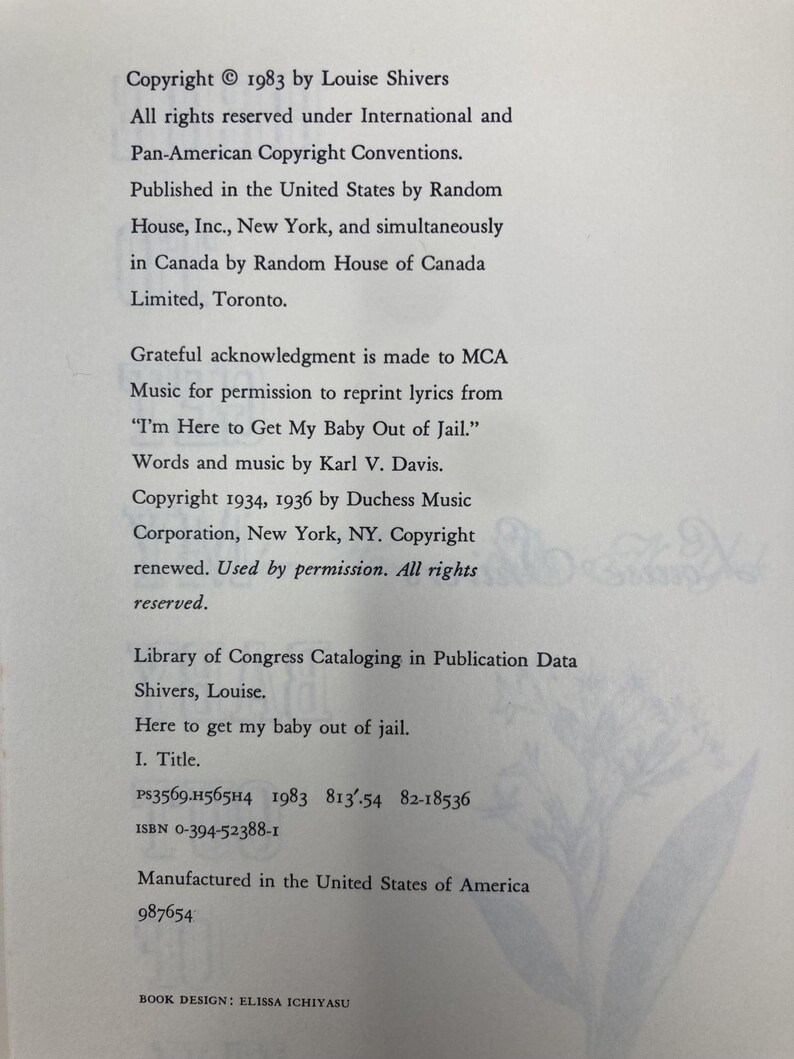 Aquí para sacar a mi bebé de la cárcel por Louise Shivers HC Tapa dura Muy bueno 1983 195171 imagen 5