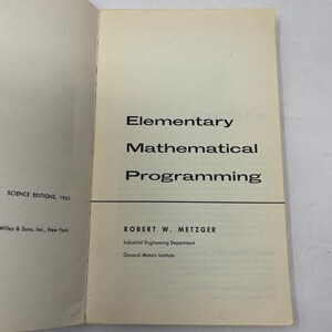 Elementary mathemathisches Programmieren von Robert W. Metzger PB First Also Paperback Very Good 1958 400330 Bild 4