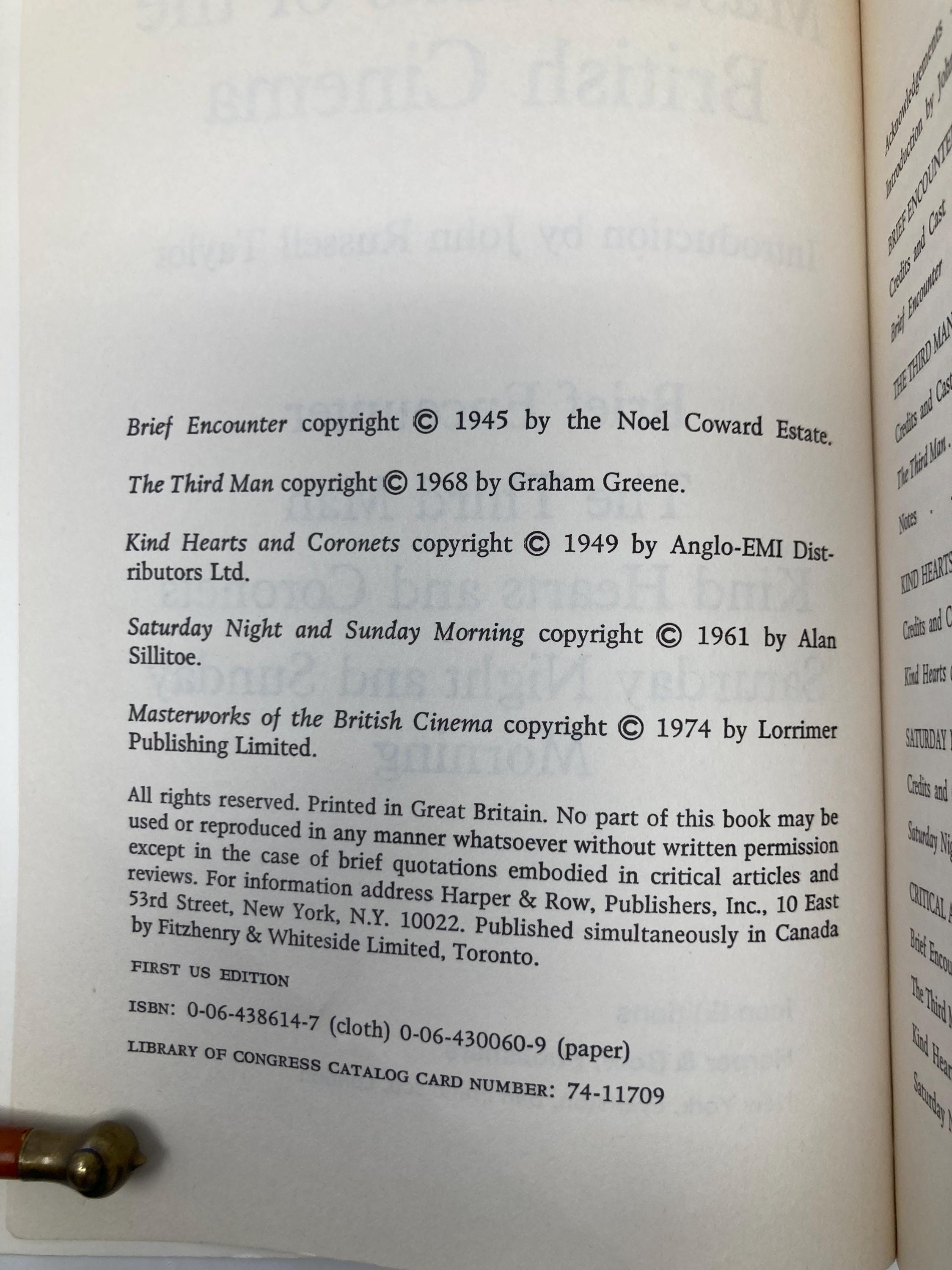 Masterworks of the British Cinema by John Russell Taylor PB