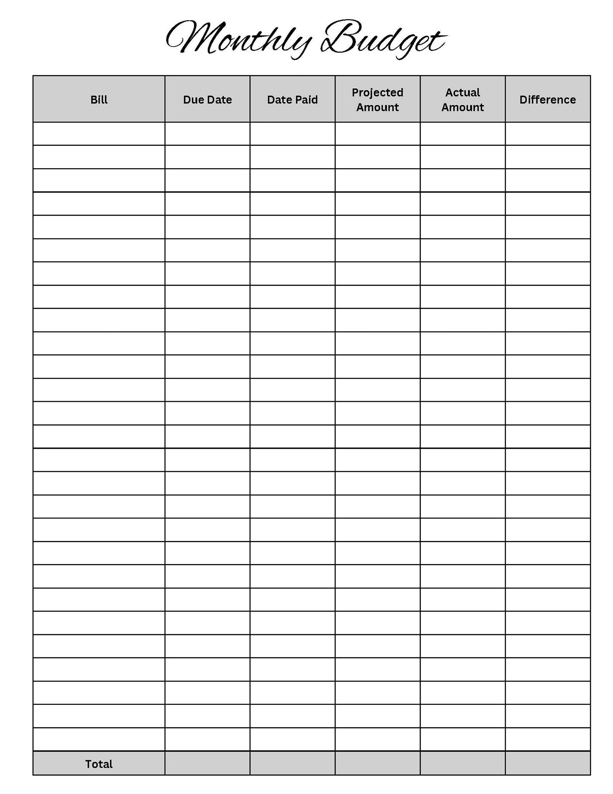 Monthly Budget Printable - Etsy