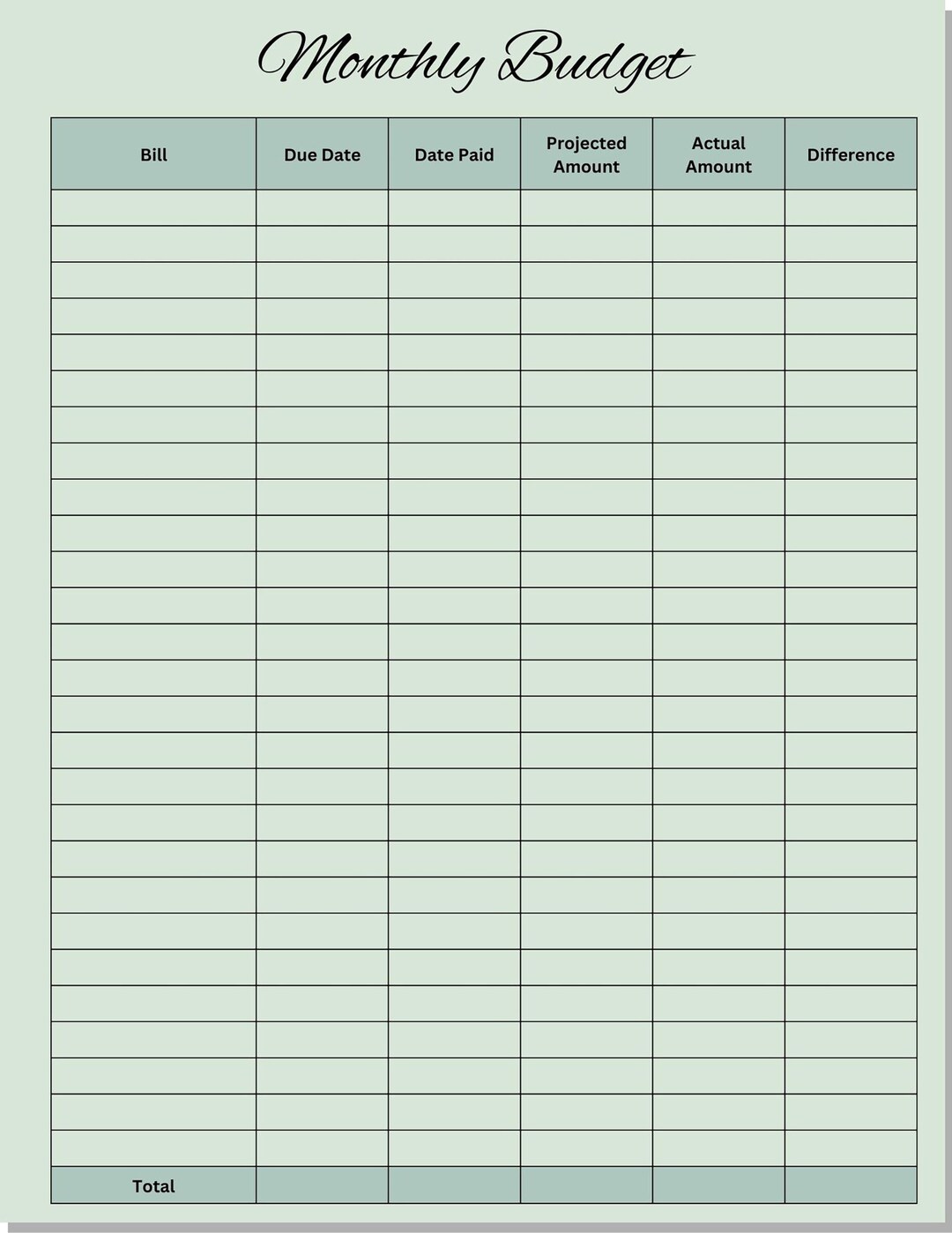 Printable Simple Budget Tracker - Etsy