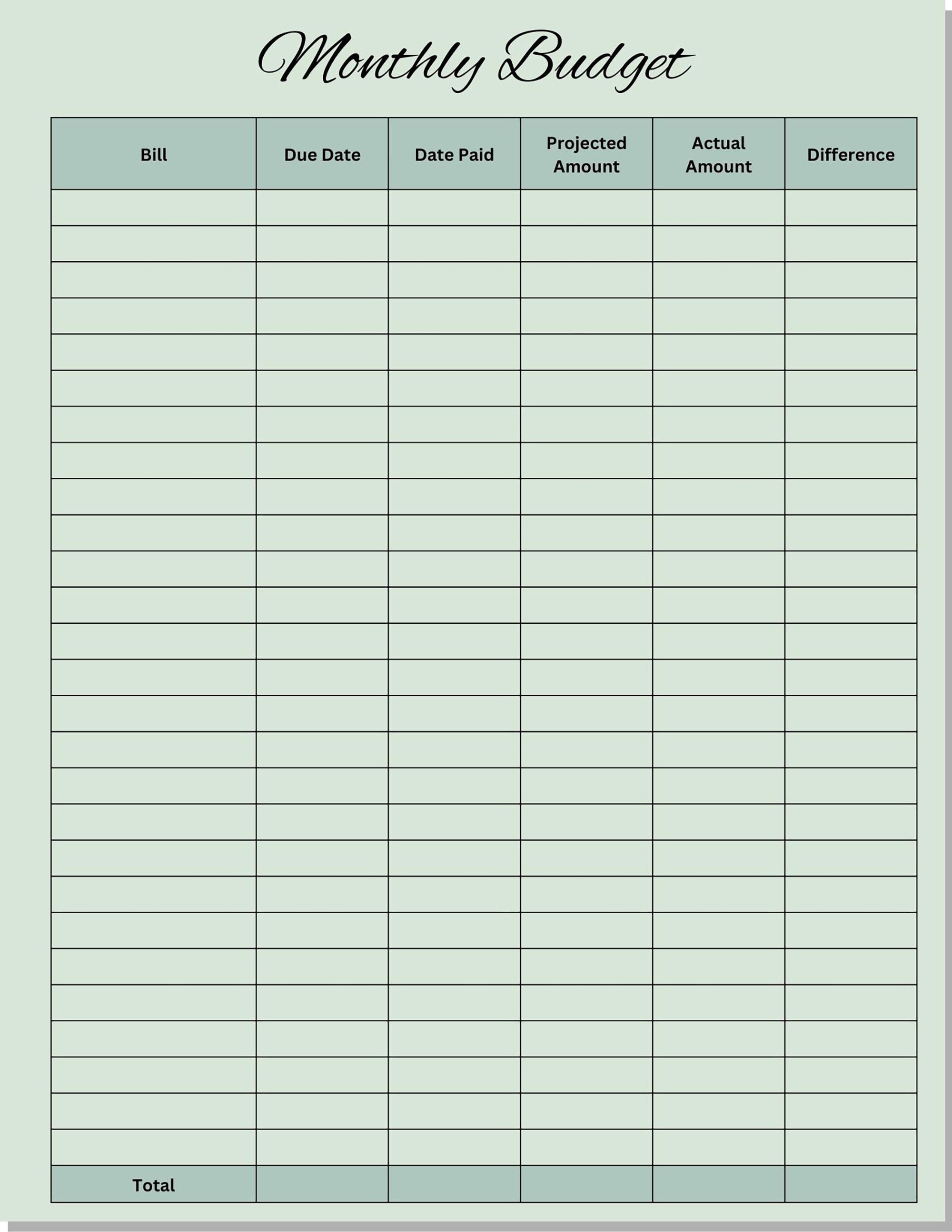 Printable Simple Budget Tracker - Etsy