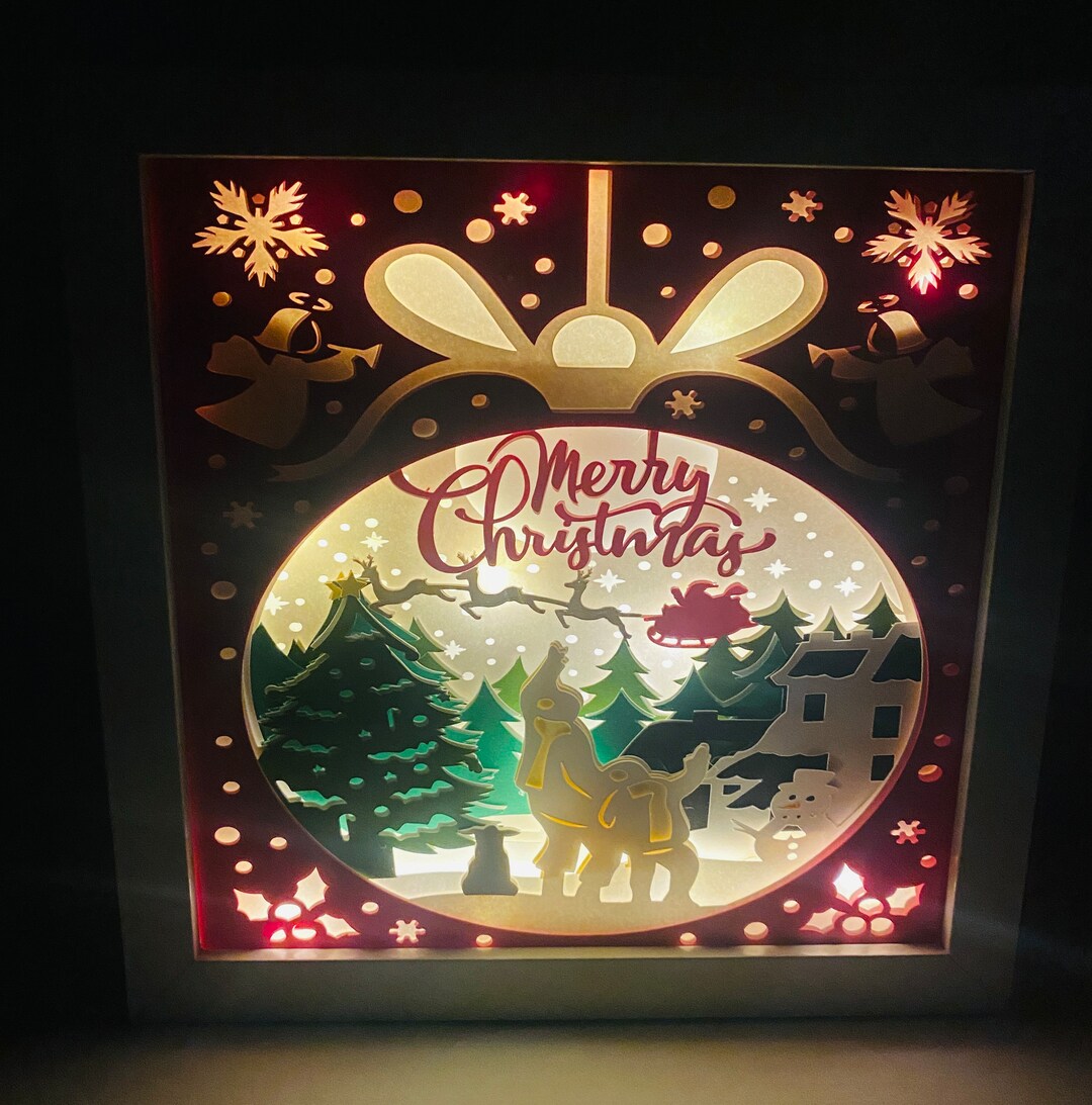 3D LED Light up Father & Son Christmas Shadowbox / Christmas Etsy