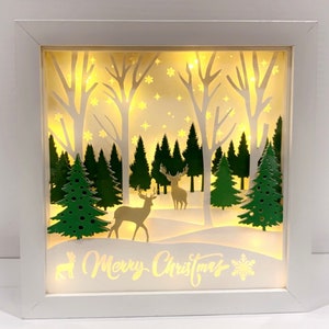 3D LED Light up Christmas Shadowbox / Reindeer