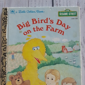 Big Bird&#39;s Day On The Farm Little Golden Book / Little Golden Children&#39;s Hardcover Book/ Vintage 1985 Collector Book/ Sesame Street
