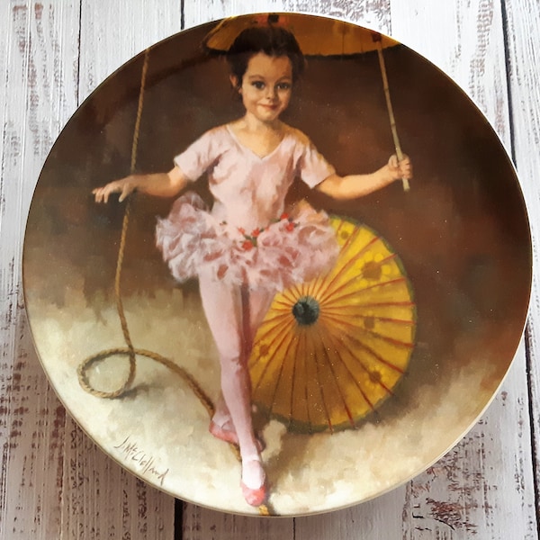 Katie The Tight Rope Walker John McClelland Collectible Vintage Plate 1982/ John McClelland Collectible Plate/ Vintage Collectible Plate