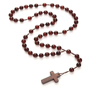 Men&#39;s Baltic Amber Rosary: Deep Cherry Beads, Catholic Prayer Beads