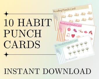 2026 Annual Punchcard Habit Tracker | 10 Goal Cards | Printable PDF | Digital Planner Bullet Journal