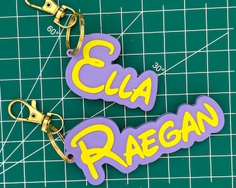 Personalized Disney Inspired Name Keychain | Custom 3D Printed Tag | Princess Backpack Tags | Childrens Bag Charm