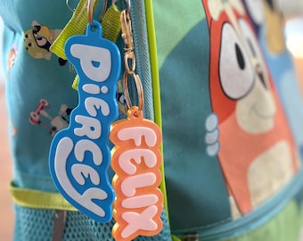 Personalized Blue y Inspired Name Tag Keychains | Blue-y Backpack Tags | Blue-y Bag Charm