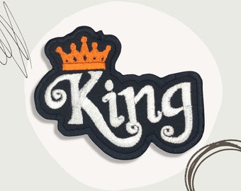 König mit Krone Schwarze Abzeichen Aufnäher Für Kleidung Jacke Shirt Jeans Schuhe