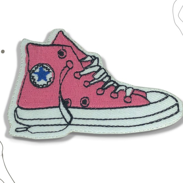 Cute Shoe Pink badge Iron on Sew on Embroidered Patch for Clothing Jacket Shirt jeans shoes