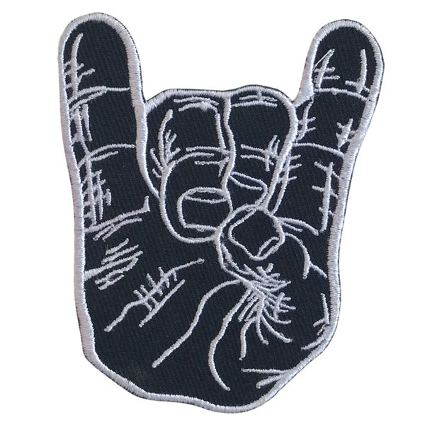 Rock and Roll hand Sign badge Iron on Sew on Embroidered Patch for Clothing Jacket Shirt jeans shoes