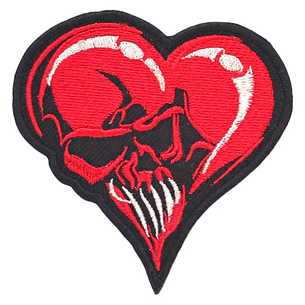 Red Heart Skull Lady Rider badge Iron on Sew on Embroidered Patch for Clothing Jacket Shirt jeans shoes