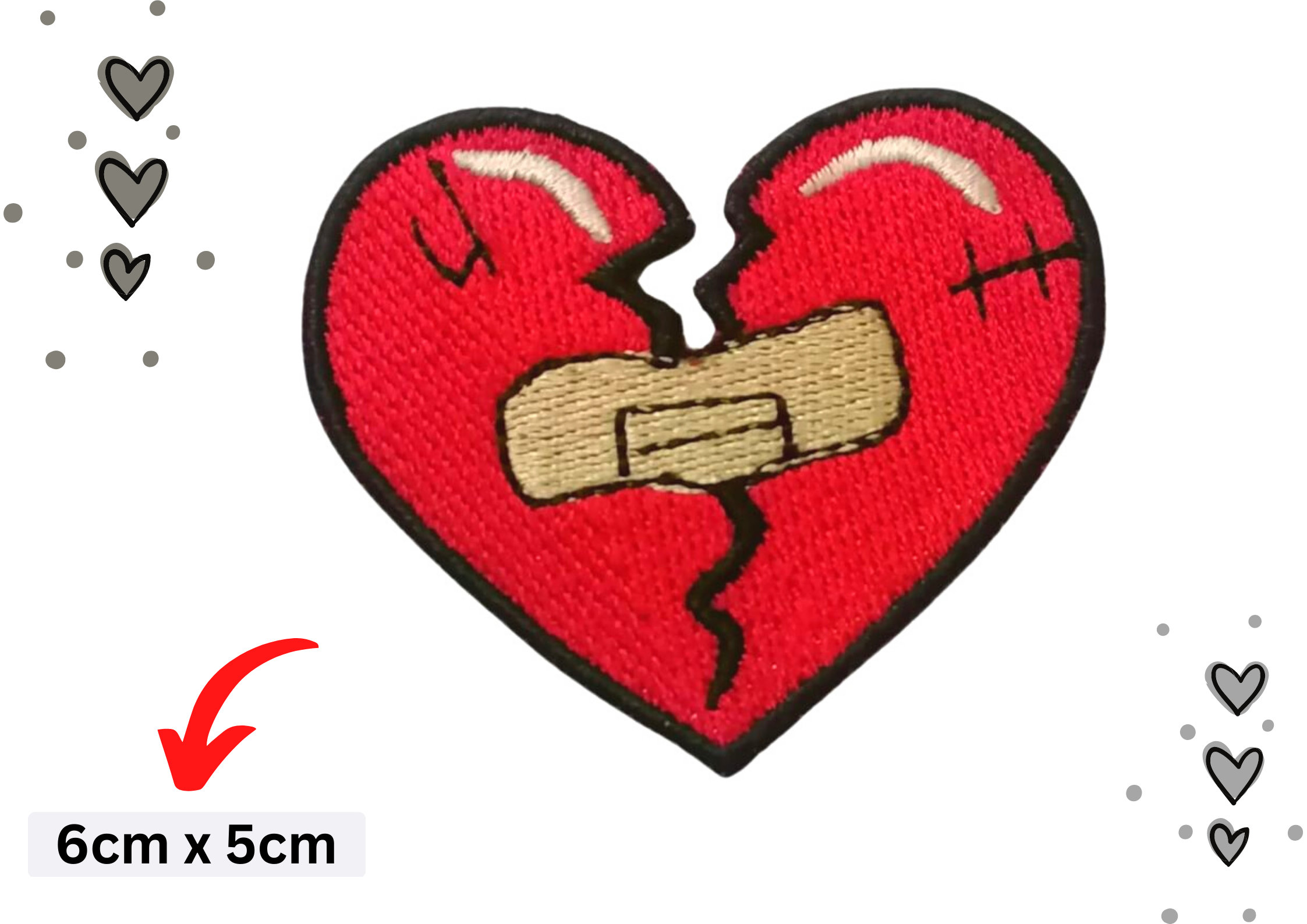 Small Broken Heart Embroidered Iron On Patch – Patch Collection