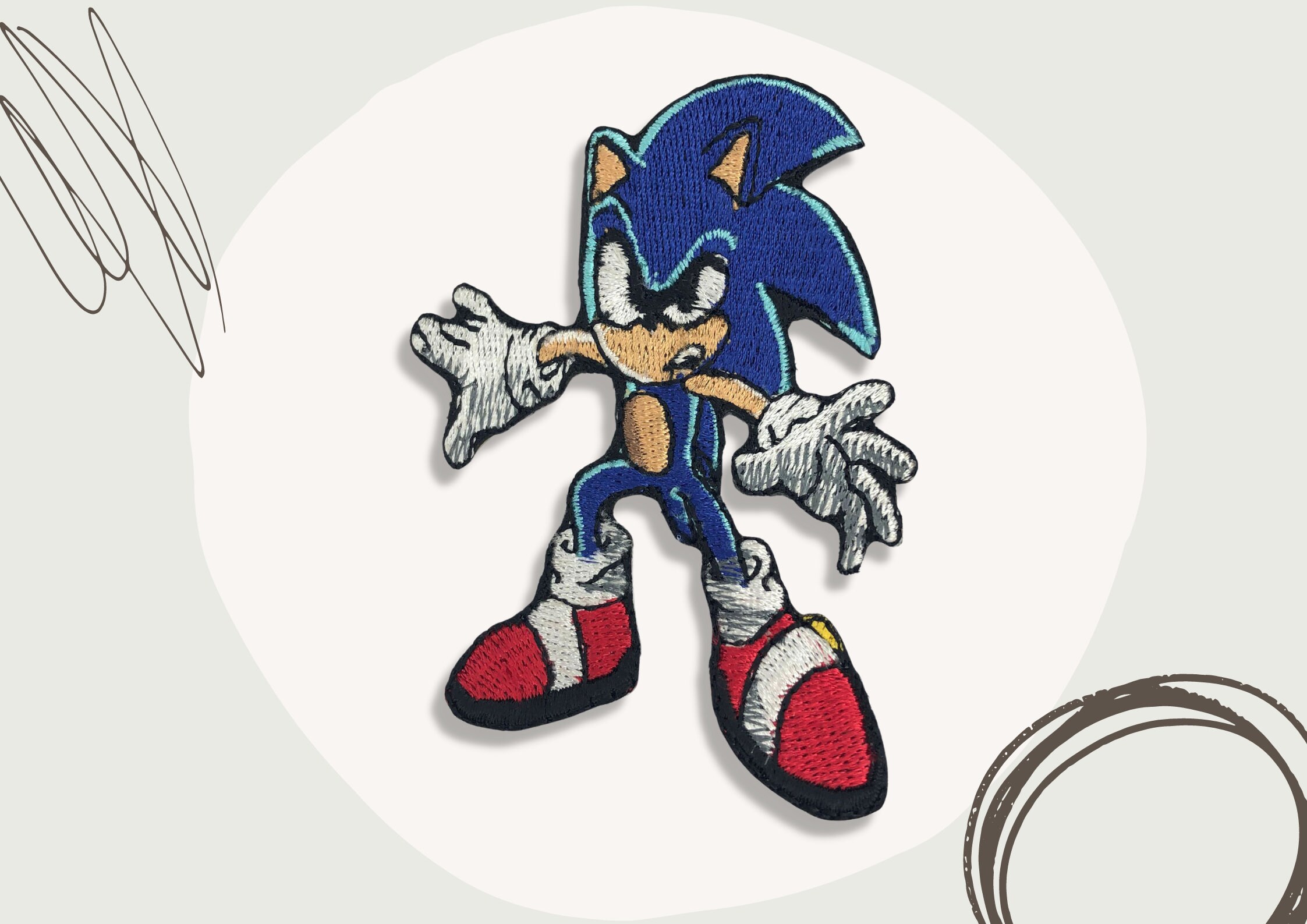 Personagem Sonic Knuckles bordado de 7,6 cm de altura com ferro no patch