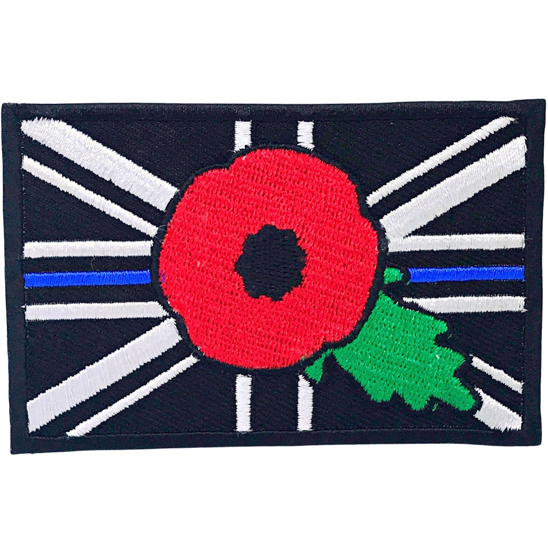 Union Jack Poppy Flag Black Badge Iron on Sew on Embroidered Etsy