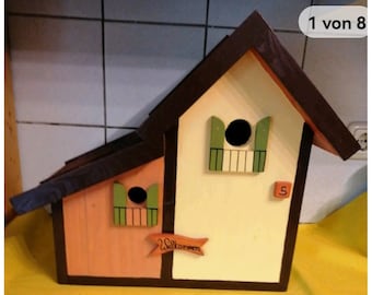 Caja nido, casa para pájaros, villa para pájaros, casa de madera con apartamentos separados