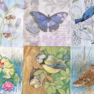 6 loose 3-ply napkins animal motifs